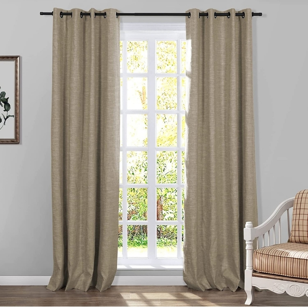 Chadmade Linnen Cotton Blend Blackout Curtin 2 panels